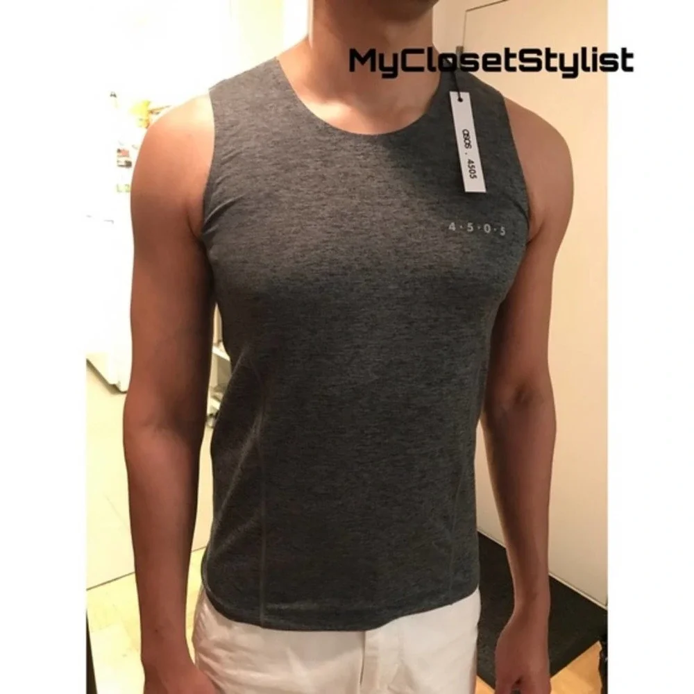 ASOS NWT Signature 4505 GQ Tank Top S black slub space dye shirt small stretch